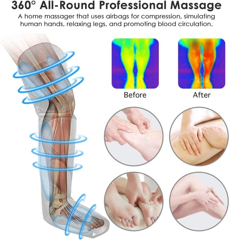 El masajeador de piernas con presión de aire para pies de 360 ​​° promueve la circulación sanguínea, masajeador corporal, relajación muscular, dispositivo de drenaje linfático 2022