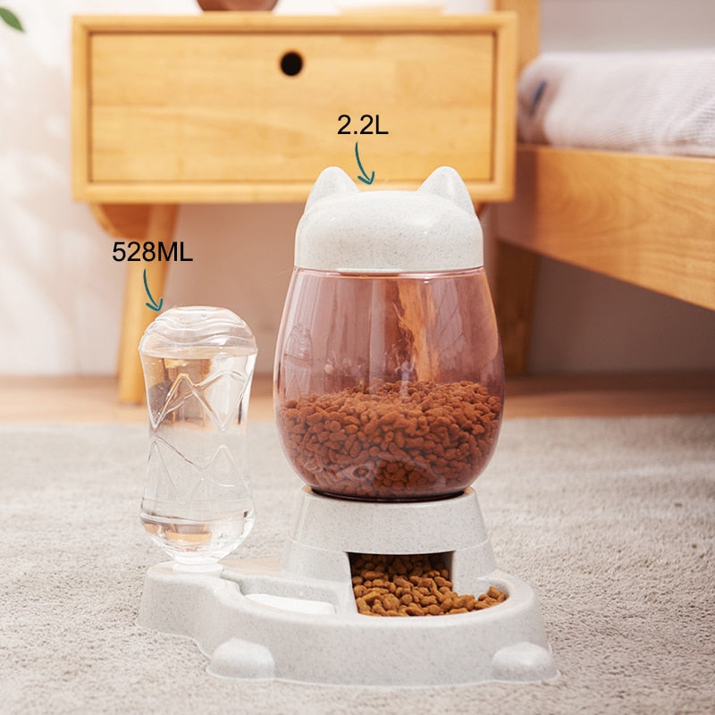 1.7L Pet Dog Cat Automatic Feeder Bowl for Cats Drinker Water 650ml Bottle Kitten Bowls Dogs Food Feeding Container Supplies