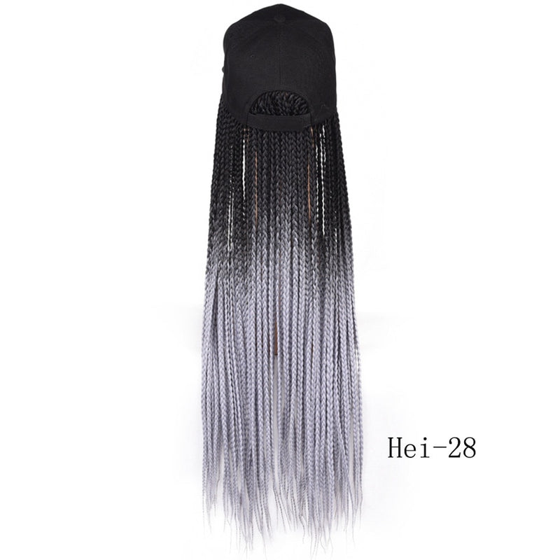 Box Braids Baseball Cap Wig 24inch Long Synthetic Braid Wigs Hat with Braiding Hair Extensions For Black Women Adjustable Size