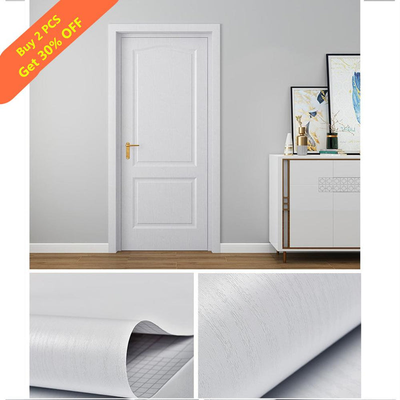 90x210cm White PVC Door Wallpaper Wood Grain sticker home decor Self-adhesive Waterproof Mural Furniture Door Decoration Decals