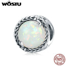 WOSTU Trendy New 925 Sterling Silver Wrap-Around Vine Charm Opal Zirconia Beads fit Women Bracelet DIY Jewelry Making CQC1576