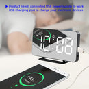 Mirror Digital Alarm Clock LED Electronic Temperature Wall Table Snooze Clocks USB Multifunction Watch Nightlight Home Office