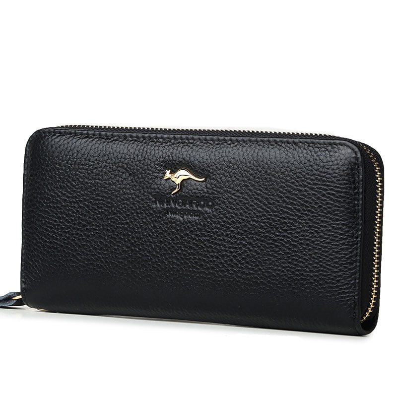 KANGAROO KINGDOM brand fashion women wallets genuine leather long zipper female clutch purse wallet