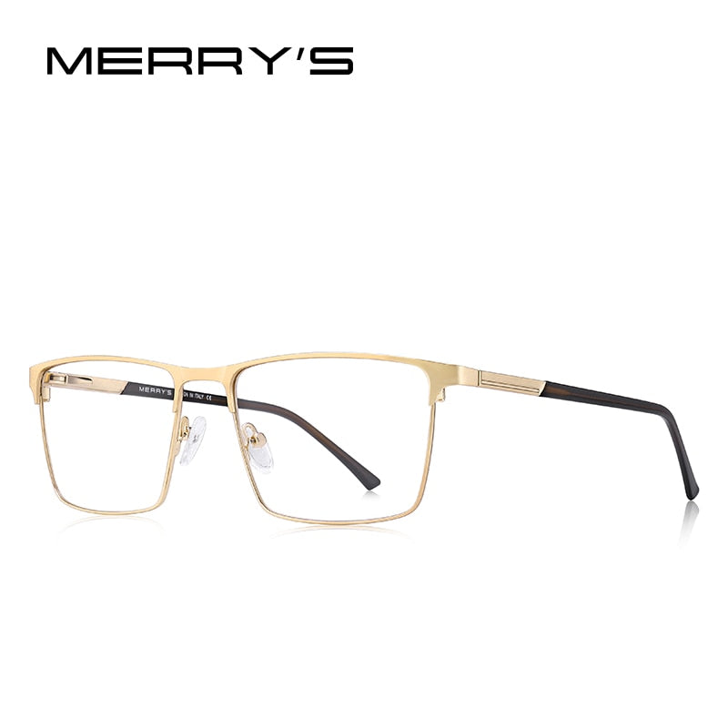 Diseño MERRYS, montura de gafas de aleación de titanio para hombre, estilo de negocios, gafas graduadas para miopía cuadradas ultraligeras para hombre S2057