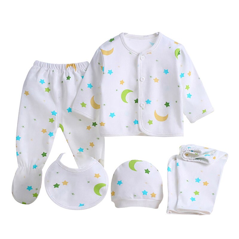 5Pcs Infant Newborn Baby Boy Girl Clothes Spring Cartoon Pattern Pajamas Sleepwear Underwear Clothes Sets