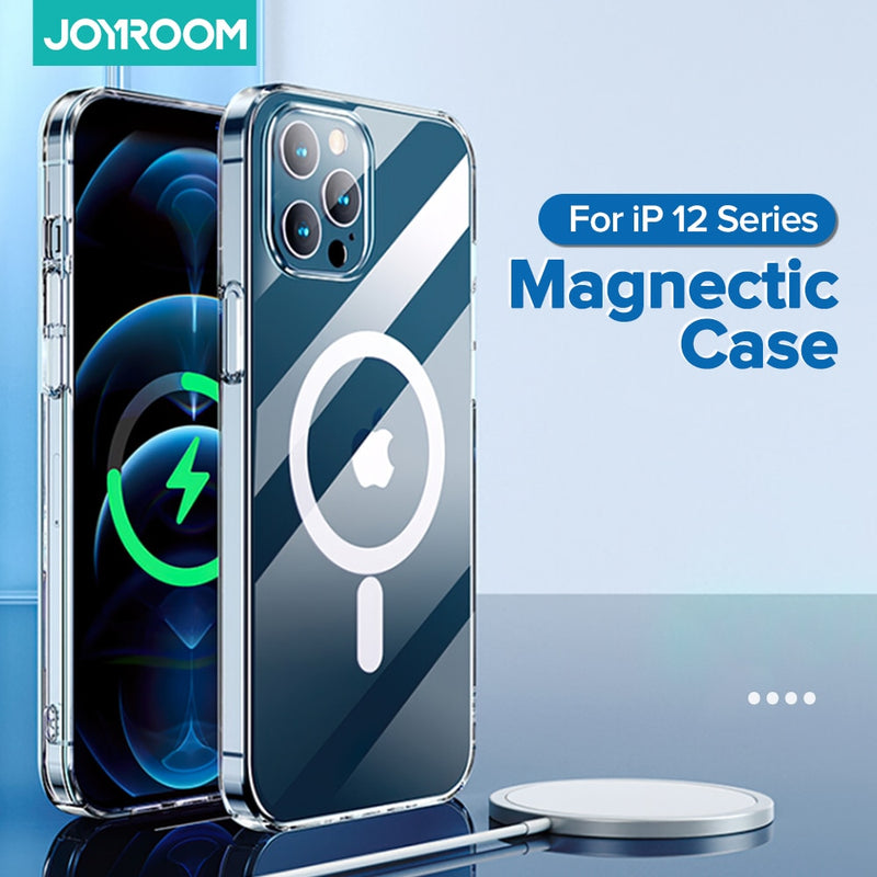 Joyroom Transparente Handyhülle für iPhone 12 Pro Max 12 Mini Case Magnectic Back PC Cover Support für iPhone Wireless Charging