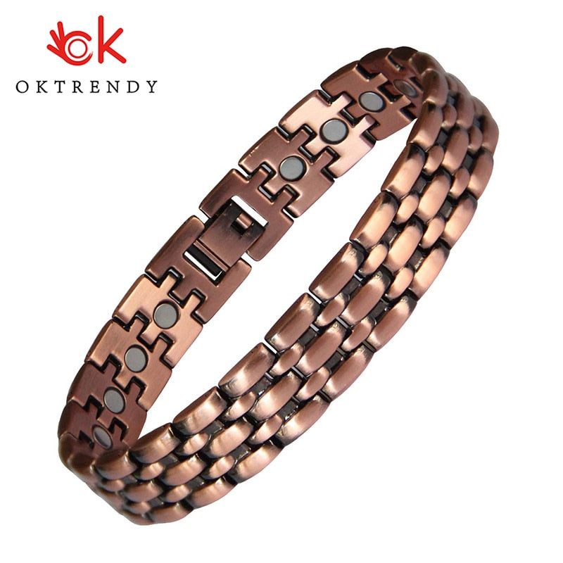 Oktrendy Pure Copper Magnetic Pain Relief Bracelet For Men Therapy Magnets Bangle Link Chain Women Health Care Jewelry Wholesale