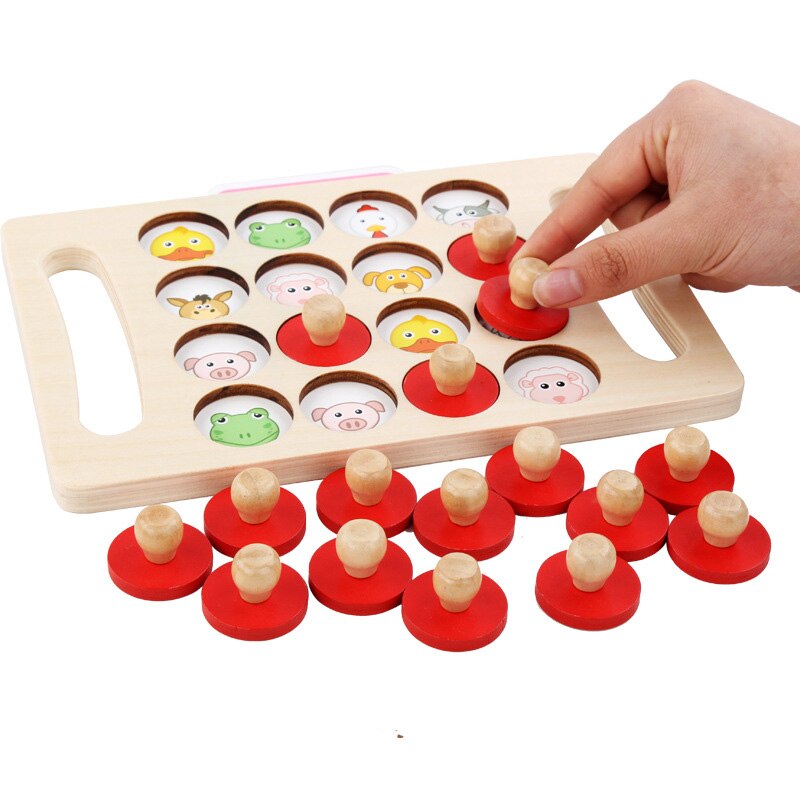 Montessori Memory Match Chess Game 3D Puzzles Wooden Early Educational Family Party Casual Interaction Game Toy For Children Kid