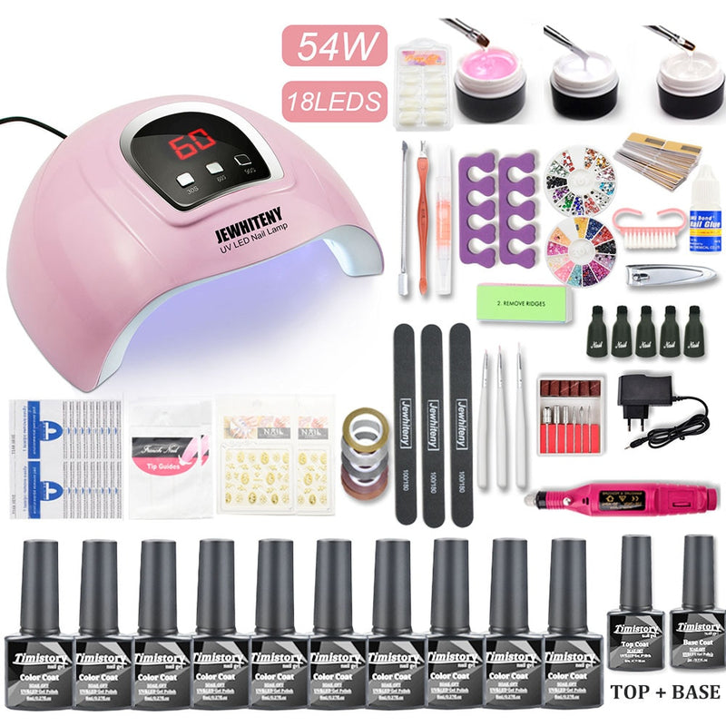 Juego de manicura con lámpara de uñas Led UV 120 W/54 W juego de uñas 30/20 colores Kit de esmalte de uñas de Gel juegos de herramientas con taladro de uñas