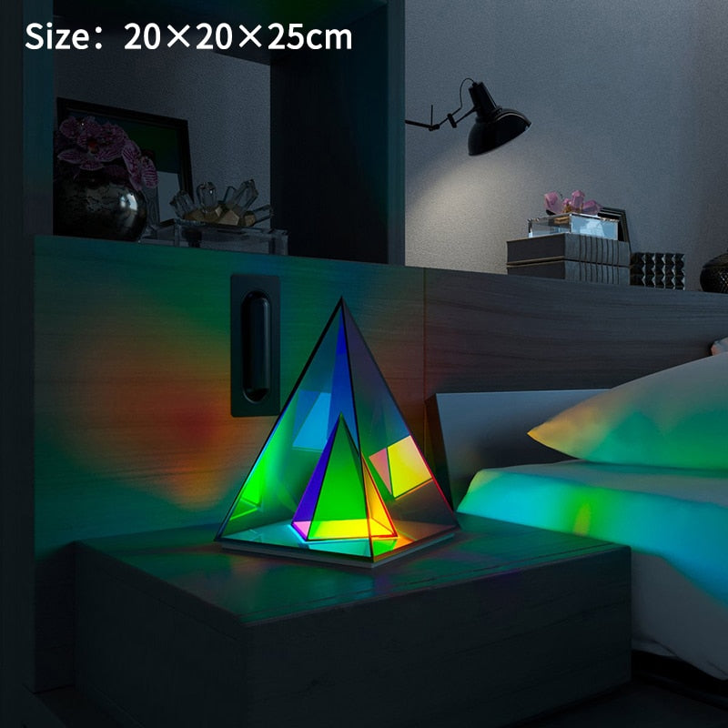 Lámpara de mesa LED USB acrílica de diseño posmoderno, lámpara de mesa LED 3D para dormitorio, cubo mágico, luz nocturna, Color, ambiente, lámparas de escritorio, iluminación