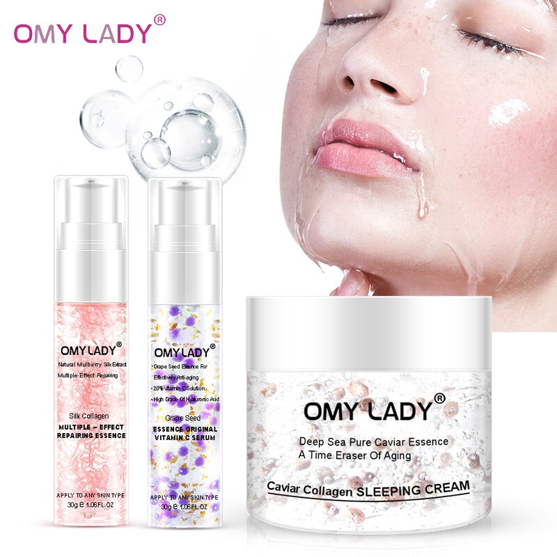 3 STÜCKE OMY LADY Traubenkernessenz Original Vitamin C Serum Gesichtscreme Flüssige Essenz Verzögerungsalterung Reduzieren Falten Feuchtigkeitsspendende Haut