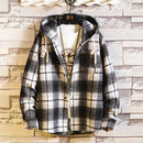 Casual Brand With Hooded Plaid Shirt Men'S Fleece Red Shirts Long Sleeves 2022 New Spring Autumn Plus OverSize M-6XL