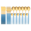 24Pcs Gold Matte Dinnerware Cutlery Set Stainless Steel Flatware Set Dinner Kniffe Fork Spoon Silverware Set Kitchen Tableware