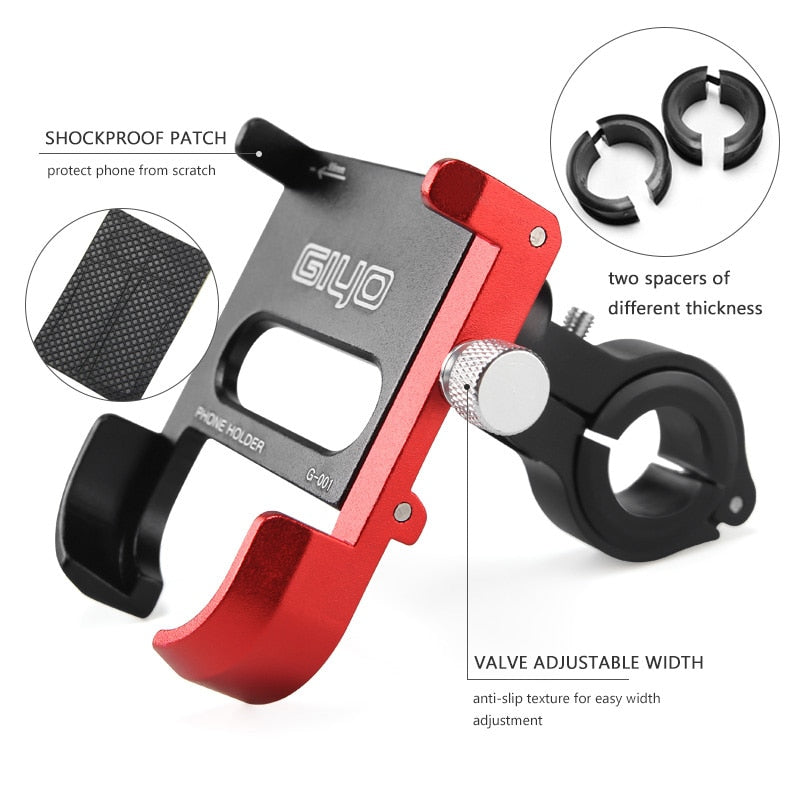 GIYO Aluminiumlegierung Fahrrad Handyhalter Mountain Road Bike Lenker Clip Ständer Mount Bike MTB Smartphone Halter Unterstützung