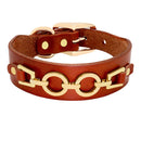 Leather Dog Collar Durable Real Leather Dogs Collars Bling Rhinestone Cool Metal Dog Accessories for Small Medium Dogs