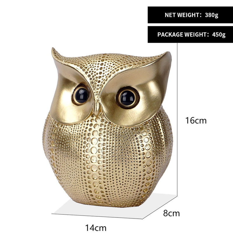 NORTHEUINS Golden Owl Figurines for Interior Resin Animal Statues Sculpture Home Living Room Decoration Gifts for the New Year