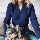 Autumn Winter Knitted Sweater Women V-neck Slim Pullovers Sweater Ladies Wrap Sweaters Female Casual Sweater Jumper