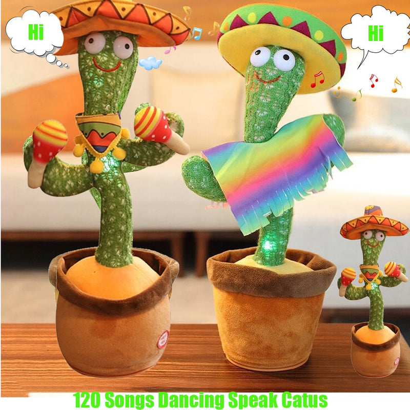 120 canciones bailando cactus bailarín juguete altavoz repetir decir hablar hablar bebé peluche peluche juguete niños juguetes para niña