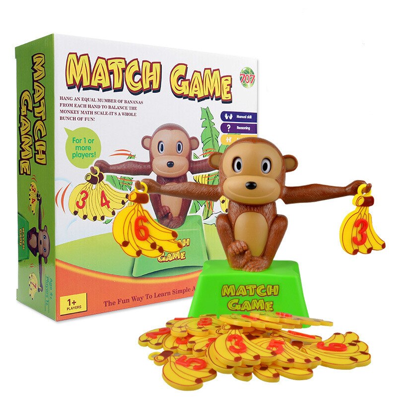 Montessori-Match-Match-Spielbrett-Spielzeug-Affe-Welpen-Balance-Skala-Zahl-Balance-Spiele Baby-Lernspielzeug-Tier-Action-Figuren