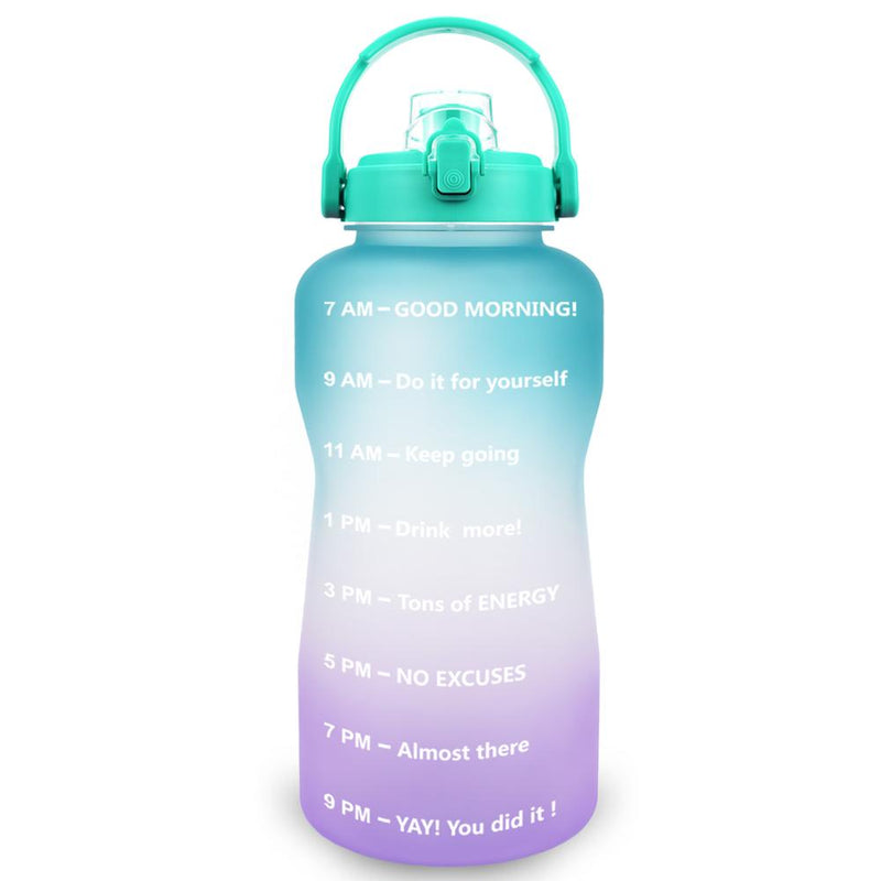 QuiFit 2L 64OZ Half Gallon Motivational Water Bottle With Time Marker Flip-Flop BPA Free Portable Sports Phone Stand GYM Jug