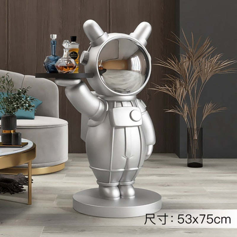 Figurita de bandeja de astronauta soñador, decoración nórdica para el hogar, estatua de resina para suelo, escultura moderna, accesorios de decoración para habitación interior