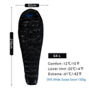 AEGISMAX 95% White Goose Down Mummy Camping Sleeping Bag Cold Winter Ultralight Baffle Design Camping Splicing FP800 G1-G5