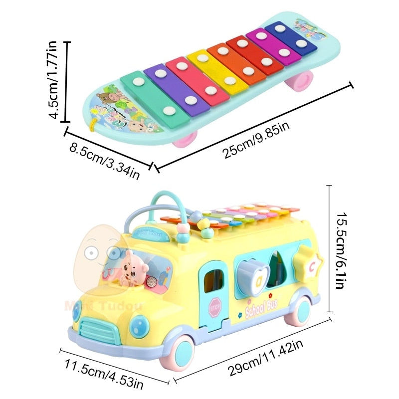 New Kids Music Bus Toys Instrument Xylophone Piano Lovely Beads Blocks Sorting Learning Educational Baby Toys For Children