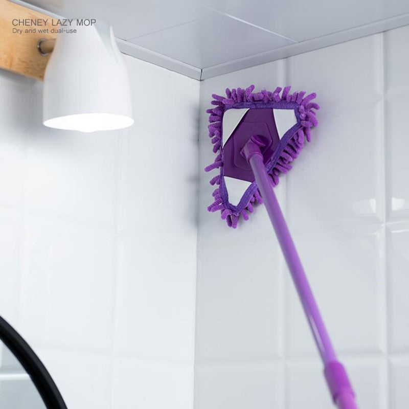 Triangle Mop Retractable Household Cleaning Lazy Magic Mop Microfiber Hand Wash Flat Mop Bathroom Glass Cleaner 180 Rotating