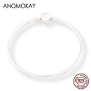 Anomokay New 100% 925 Sterling Silver Cute Little Lion Bangles Bracelets for Children Fashion Birthday Gift S925 Silver Jewelry