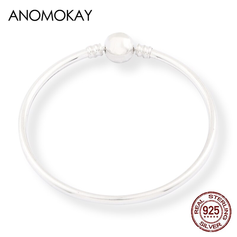 Anomokay New 100% 925 Sterling Silver Cute Little Lion Bangles Bracelets for Children Fashion Birthday Gift S925 Silver Jewelry