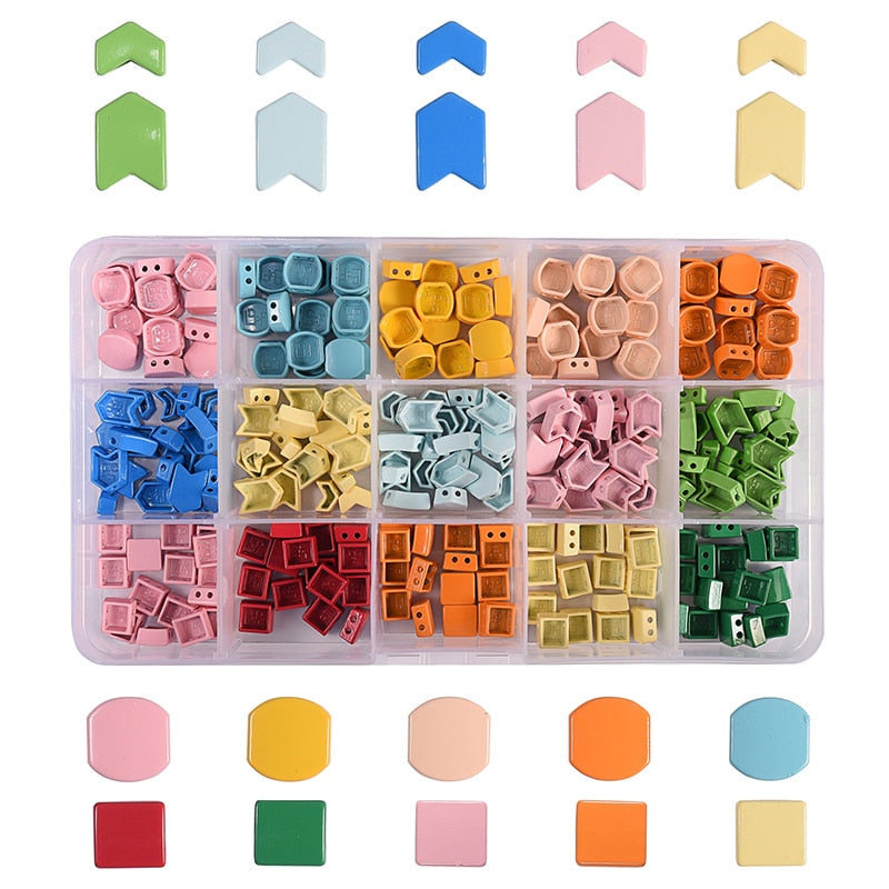 Colorful Miuki Enamel Tila Tile Beads Square Hematite Boho Metal Beads Myuki Beads for Jewelry Making Diy Craft Christmas 2022