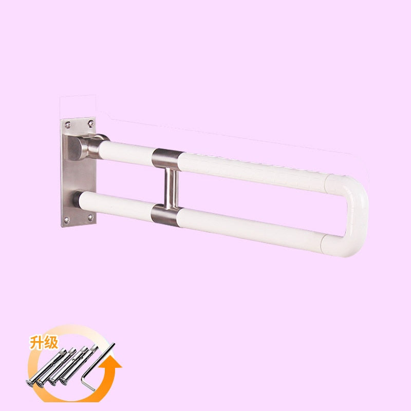 Flip Up Toilet Safety Frame Rail Shower Grab Bar for Elders Senior Kids Care, Bathroom Handrail, Folding Seat, Bath Chair