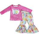 Cute Girl Long Sleeve Clothing Set Kids Autumn Bell Pants Outfit Children Fashion Rabbits Clothes For Easter Day