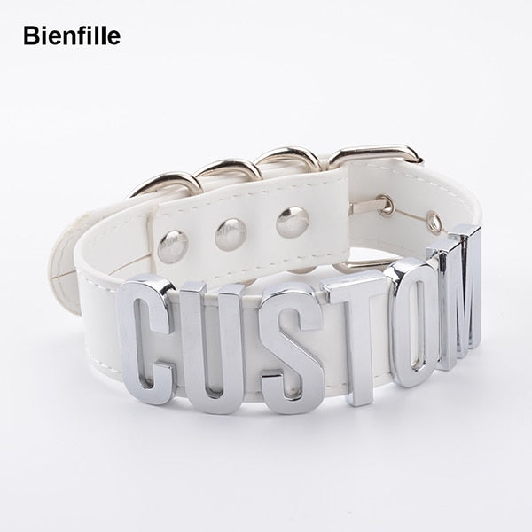 Romantisches Geschenk Customized Choker Collar Halskette PU Leder Custom Personalisierter Name Choker Cosplay Wählen Sie Buchstaben Halskette Frauen