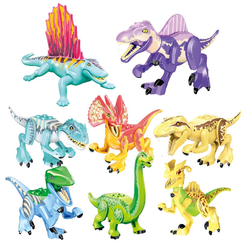 Neue Jurassic Dinosaurier Regenwald Tiere DIY Blöcke Dinosaurier Mini Modelle Bausteinziegelsteine ​​Kind Dino Spielzeug Für Kinder