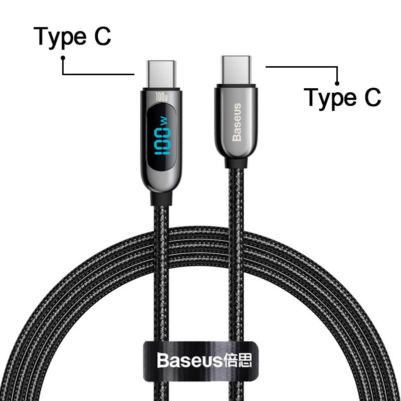 Baseus 100W USB Type C To USBC PD Cable For Xiaomi Samsung Fast Charger USB C Cable For Macbook iPad Pro Tablet Laptop Wire Cord