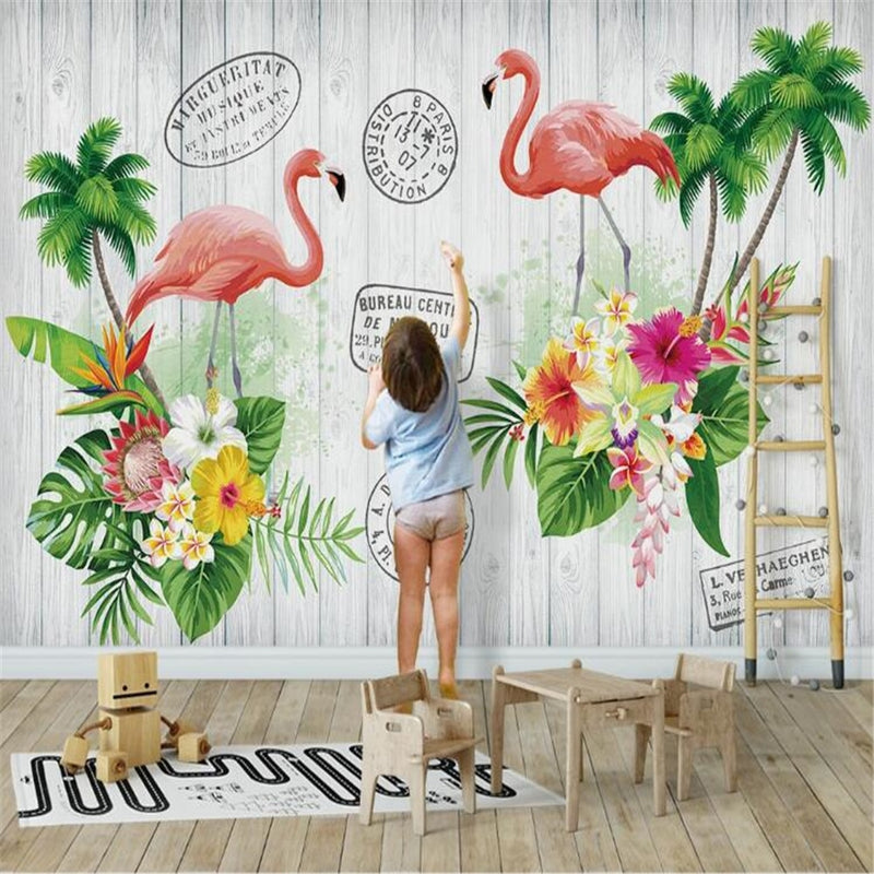 Milofi Factory Custom Wallpaper Wandbild 3D Nordic Paar Flamingo Kinderzimmer Hintergrundwand