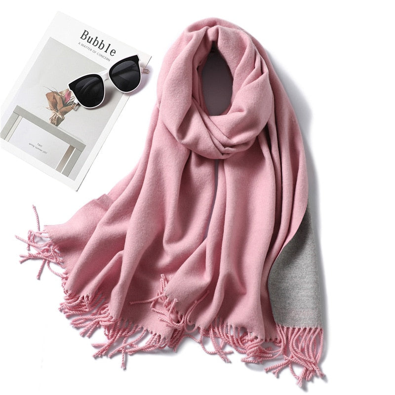 Winter Cashmere Scarf Women Thick Warm Shawls Wraps Lady Solid Scarves Fashion Tassels Pashmina Blanket Quality Foulard 2022 New