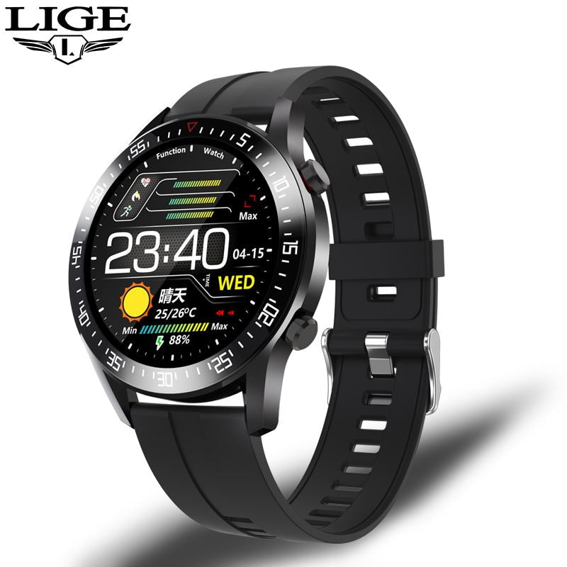 LIGE 2020 New Luxury brand mens watches Steel band Fitness watch Heart rate blood pressure Activity tracker Smart Watch For Men