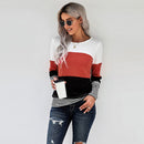 Autumn And Winter Woman Knitted Clothes Sweaters Stitching Color Long Sleeve Winter Blouses For Top Clothing For Women&