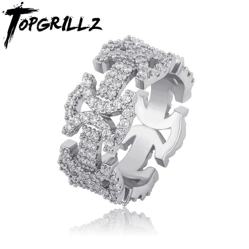 TOPGRILLZ 2020 New Butterfly Rings High Quality CZ Ring Copper Gold Color Iced Cubic Zirconia Fashion Hip Hop Jewelry For Gift