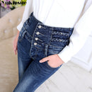 2022 autumn high waist winter warm thick ladies jeans woman button fly legging pencil pants jeans clothes stretch women jeans