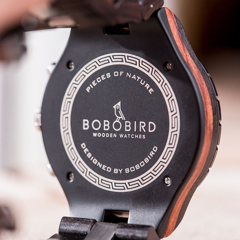 BOBO BIRD Herrenuhr Holz Luxus Stilvolle Uhren Zeitmesser Chronograph Militärquarz Tolles Herrengeschenk relogio masculino W-R22