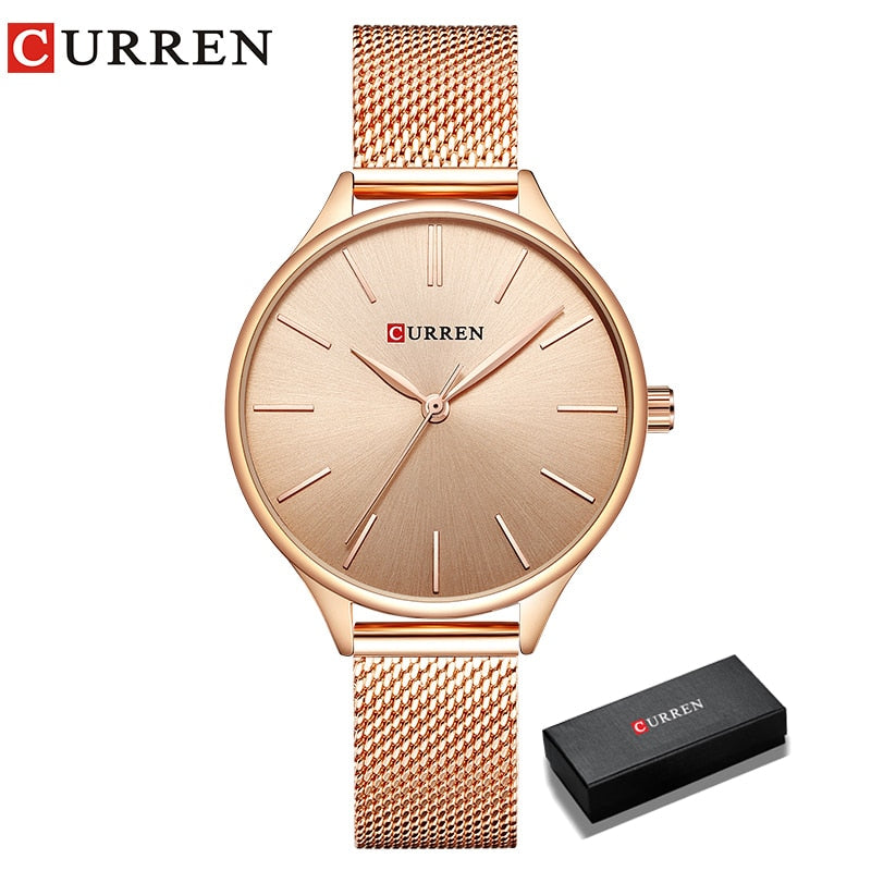 CURREN Women Watches Luxury Wrist watch relogio feminino Clock for Women Milanese Steel Lady Rose Gold Quartz Ladies Watch New