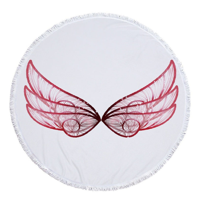 Summer Microfiber Round Beach Towel Circle Fairy Cupid Wings Print Shower Bath Towels Yoga Mat Blanket toalla de playa redonda