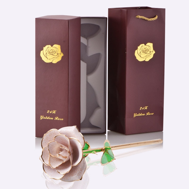 Geschenke für Frauen 24 Karat Gold getauchte Rose mit Ständer Ewige Blumen für immer Liebe in Box Freundin Hochzeit Weihnachtsgeschenke für Sie