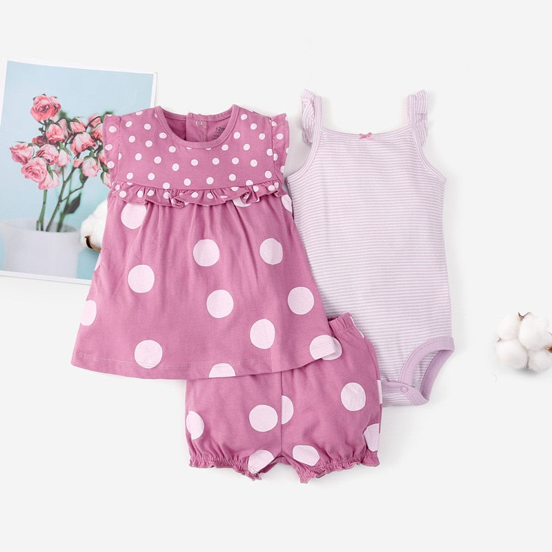 Summer Dresses 2023 Baby Girl Clothing Set Cotton Home For Baby Girl Clothes , 15 Colours Short Unicorn Infant Clothing Suit