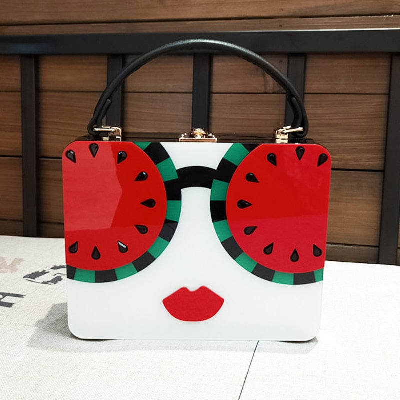 Dazzling Sunglasses Women Purses and Handbag Designer Cartoon Acrylic Style Shoulder Bag Female Crossbody Bag Party Clutch Totes