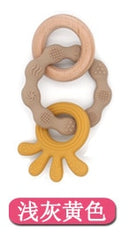 1PC Silicone Teether Baby Rudder Shape Wooden Teether Ring Kid Gift Food Grade Silicone Children&