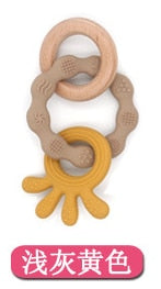 Mordedor de silicona con forma de timón para bebé, anillo de mordedor de madera, regalo para chico, artículos de silicona de grado alimenticio para niños, juguetes para la dentición, 1 ud.